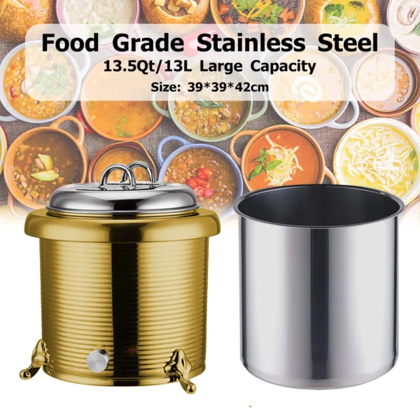 Custom Soup Kettle 13L Threaded, Stainless Steel Electric Soup Warmer in Bulk (3)