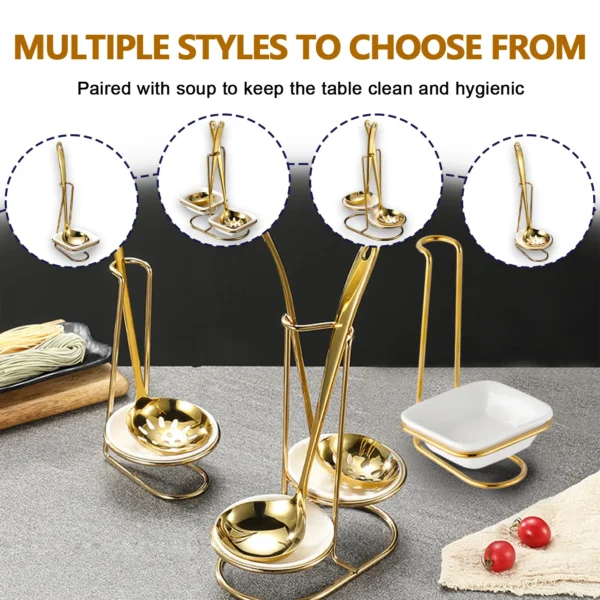Wholesale Stainless Steel Ladle Holder, Buffet Accessories Spoon Set Gold Custom (2)