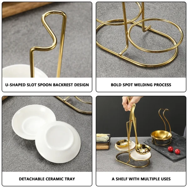 Wholesale Stainless Steel Ladle Holder, Buffet Accessories Spoon Set Gold Custom (6)