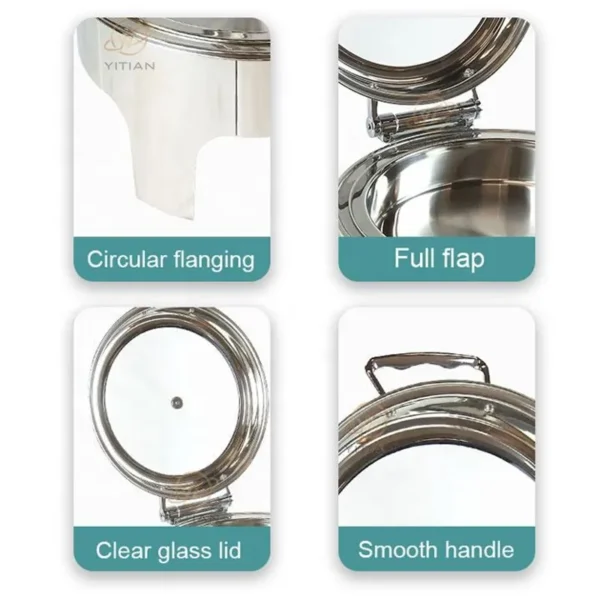 Plats à réchauffer ronds avec couvercle hydraulique en verre Gold Wholesale