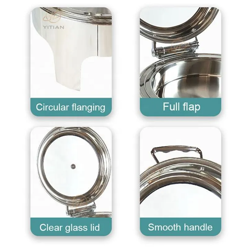 Plats à rôtir personnalisés, Réchauffeur d'aliments rond avec couvercle hydraulique en verre Gold Wholesale - Image 2