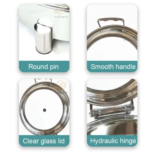 Custom Chafing Dishes Electric, Round Hydraulics Buffet Set with CNC Panel in Bulk