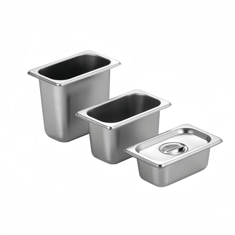 Bulk GN Pan 1/6 American Style, Gastronorm Pan Stainless Steel with Lid for Catering Custom