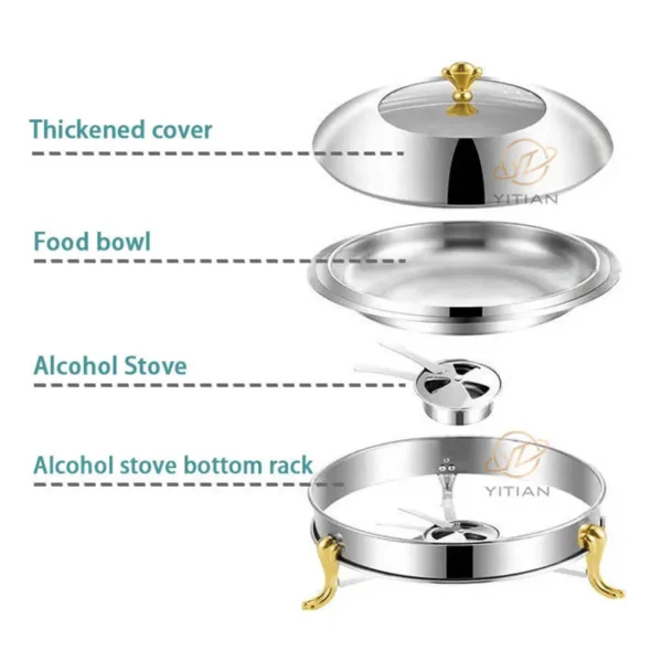 Custom Chafing Dishes for Buffet European Crown Design 28cm Stainless Steel Serving Pot in Bulk