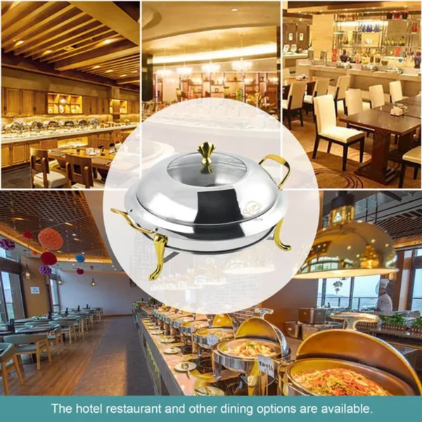 Custom Chafing Dishes for Buffet European Crown Design 28cm Stainless Steel Serving Pot in Bulk